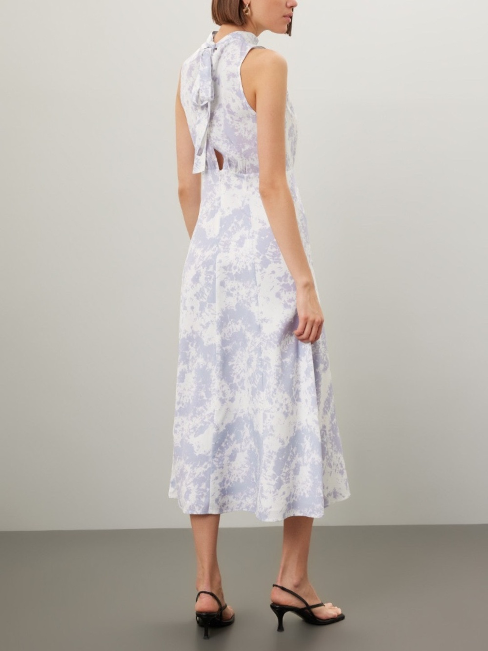 Thakoon Open-Back Sleeveless Midi Tie-Dye Dress in Light Lavender and White